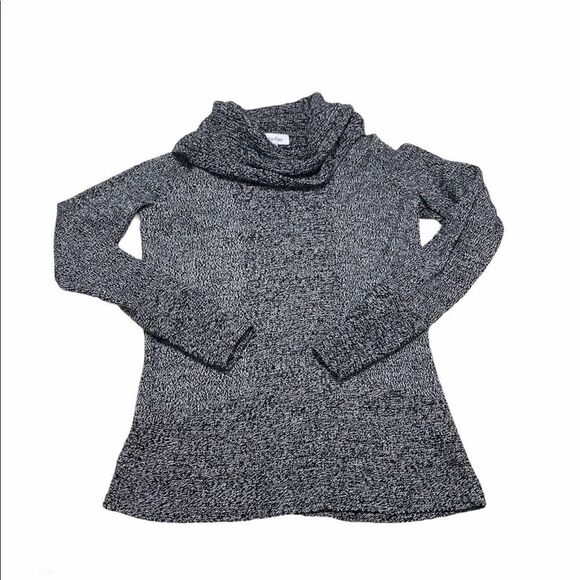 Calvin‎ Klein Cowl Neck Knit Sweater Pullover Rib Front Contrast Design Gray XS - Picture 9 of 9